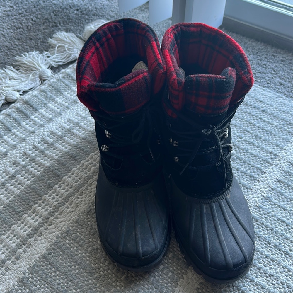 Bearpaw, Buffalo Plaid, Wool, Black Boots